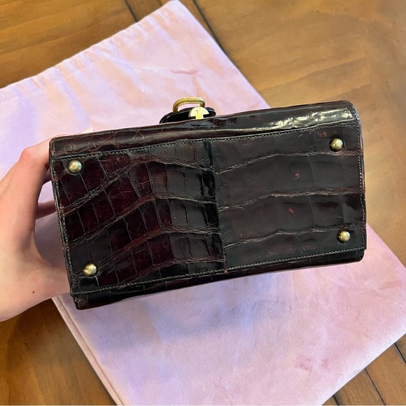 Vintage Crocodile Dark Brown Handbag - Professionally Restored - Picture 7 of 14